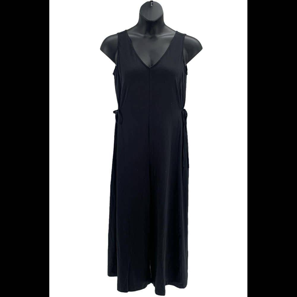 AnyBody Cozy Knit Wide-Leg Jumpsuit Black - Petite